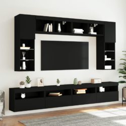 Vegghengte TV-benker med LED 2 stk svart 60x30x40 cm