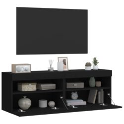 Vegghengte TV-benker med LED 2 stk svart 60x30x40 cm