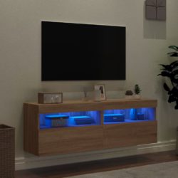 Vegghengte TV-benker med LED 2 stk sonoma eik 60x30x40 cm