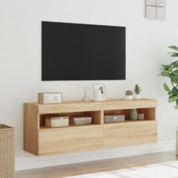 Vegghengte TV-benker med LED 2 stk sonoma eik 60x30x40 cm