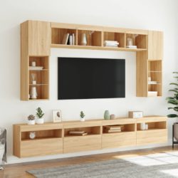 Vegghengte TV-benker med LED 2 stk sonoma eik 60x30x40 cm