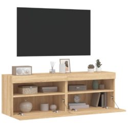 Vegghengte TV-benker med LED 2 stk sonoma eik 60x30x40 cm