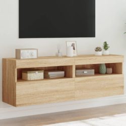 Vegghengte TV-benker med LED 2 stk sonoma eik 60x30x40 cm