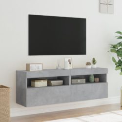 Vegghengte TV-benker med LED-lys 2 stk betonggrå 60x30x40 cm