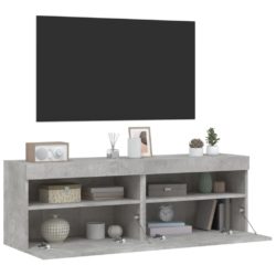 Vegghengte TV-benker med LED-lys 2 stk betonggrå 60x30x40 cm