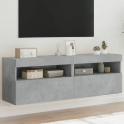 Vegghengte TV-benker med LED-lys 2 stk betonggrå 60x30x40 cm