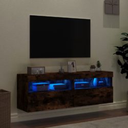 TV-benker med LED-lys 2 stk røkt eik 60x30x40 cm