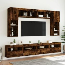 TV-benker med LED-lys 2 stk røkt eik 60x30x40 cm