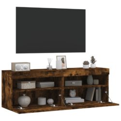 TV-benker med LED-lys 2 stk røkt eik 60x30x40 cm