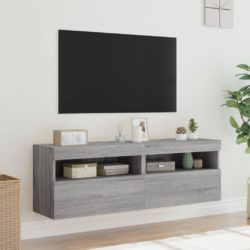 Vegghengte TV-benker med LED 2 stk grå sonoma 60x30x40 cm