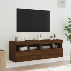 TV-benker med LED-lys 2 stk brun eik 60x30x40 cm