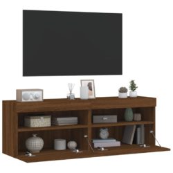 TV-benker med LED-lys 2 stk brun eik 60x30x40 cm