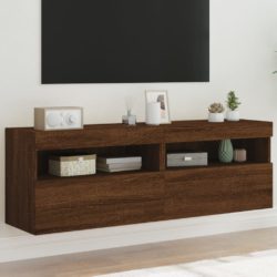 TV-benker med LED-lys 2 stk brun eik 60x30x40 cm