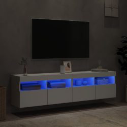 Vegghengte TV-benker med LED 2 stk hvit 80x30x40 cm