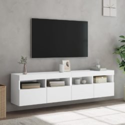 Vegghengte TV-benker med LED 2 stk hvit 80x30x40 cm