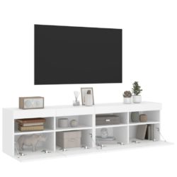 Vegghengte TV-benker med LED 2 stk hvit 80x30x40 cm