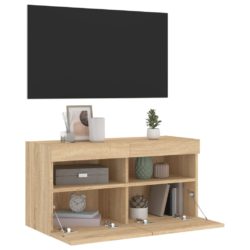 Vegghengt TV-benk med LED sonoma eik 80x30x40 cm