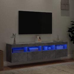 Vegghengte TV-benker med LED-lys 2 stk betonggrå 80x30x40 cm