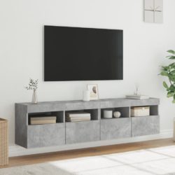 Vegghengte TV-benker med LED-lys 2 stk betonggrå 80x30x40 cm