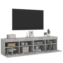 Vegghengte TV-benker med LED-lys 2 stk betonggrå 80x30x40 cm