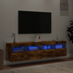 TV-benker med LED-lys 2 stk røkt eik 80x30x40 cm