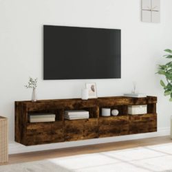 TV-benker med LED-lys 2 stk røkt eik 80x30x40 cm