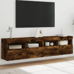 TV-benker med LED-lys 2 stk røkt eik 80x30x40 cm