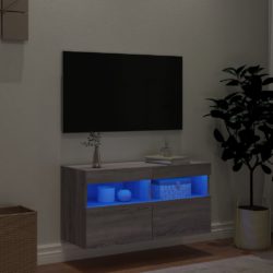 Vegghengt TV-benk med LED grå sonoma 80x30x40 cm