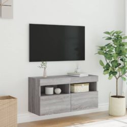 Vegghengt TV-benk med LED grå sonoma 80x30x40 cm