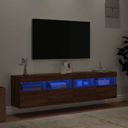 TV-benker med LED-lys 2 stk brun eik 80x30x40 cm