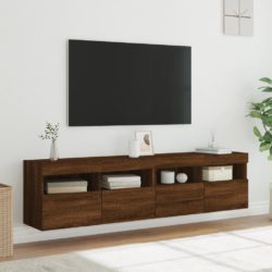 TV-benker med LED-lys 2 stk brun eik 80x30x40 cm