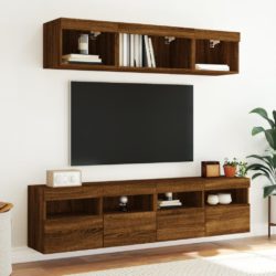 TV-benker med LED-lys 2 stk brun eik 80x30x40 cm