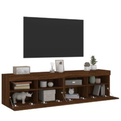 TV-benker med LED-lys 2 stk brun eik 80x30x40 cm