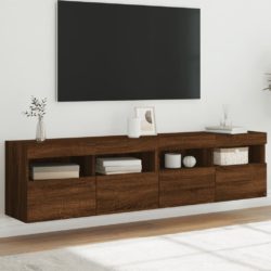 TV-benker med LED-lys 2 stk brun eik 80x30x40 cm