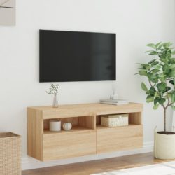 Vegghengt TV-benk med LED sonoma eik 100x30x40 cm