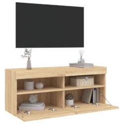 Vegghengt TV-benk med LED sonoma eik 100x30x40 cm