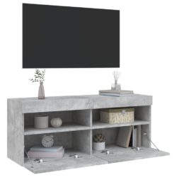 Vegghengt TV-benk med LED-lys betonggrå 100x30x40 cm