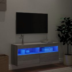 Vegghengt TV-benk med LED grå sonoma 100x30x40 cm