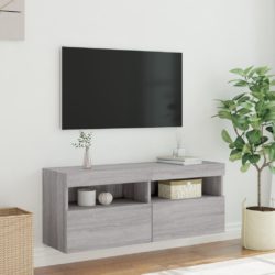 Vegghengt TV-benk med LED grå sonoma 100x30x40 cm