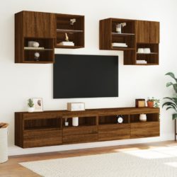 TV Veggskap med LED brun eik 100x30x40 cm