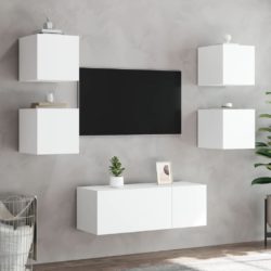 Vegghengte TV-benker med LED 2 stk hvit 30,5x35x30 cm