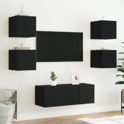 Vegghengte TV-benker med LED 2 stk svart 30,5x35x30 cm