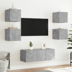 Vegghengte TV-benker med LED-lys 2 stk betonggrå 30,5x35x30 cm