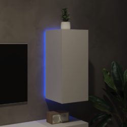 Vegghengt TV-benk med LED hvit 30,5x35x70 cm