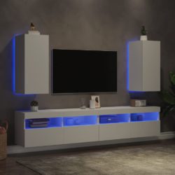 Vegghengte TV-benker med LED 2 stk hvit 30,5x35x70 cm