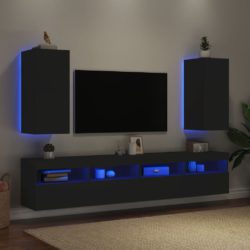 Vegghengte TV-benker med LED 2 stk svart 30,5x35x70 cm