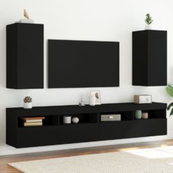 Vegghengte TV-benker med LED 2 stk svart 30,5x35x70 cm