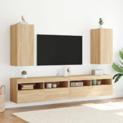 Vegghengte TV-benker med LED 2 stk sonoma eik 30,5x35x70 cm