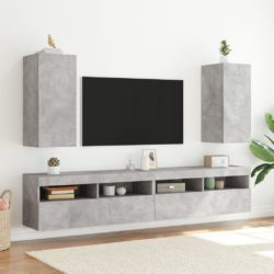 Vegghengte TV-benker med LED-lys 2 stk betonggrå 30,5x35x70 cm