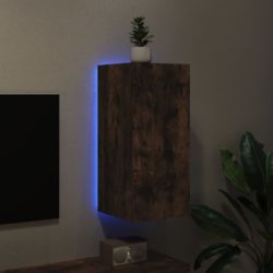 Vegghengt TV-benk med LED røkt eik 30,5x35x70 cm